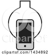 Clipart Of A Grayscale Smart Phone Over A Tool Royalty Free Vector Illustration by Lal Perera