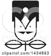 Clipart Of A Black And White Tulip Flower With A Face Royalty Free Vector Illustration by Lal Perera
