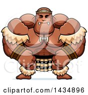 Cartoon Mad Buff Muscular Zulu Warrior