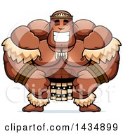 Cartoon Happy Buff Muscular Zulu Warrior