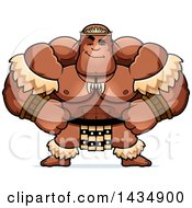 Cartoon Smug Buff Muscular Zulu Warrior