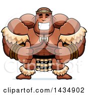 Cartoon Buff Muscular Zulu Warrior Giving Two Thumbs Up