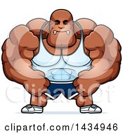 Poster, Art Print Of Cartoon Mad Buff Muscular Black Bodybuilder Flexing