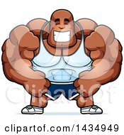 Poster, Art Print Of Cartoon Happy Buff Muscular Black Bodybuilder