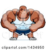Poster, Art Print Of Cartoon Smug Buff Muscular Black Bodybuilder
