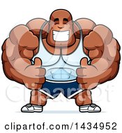 Poster, Art Print Of Cartoon Buff Muscular Black Bodybuilder Giving Two Thumbs Up