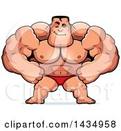 Poster, Art Print Of Cartoon Smug Buff Muscular Beefcake Bodybuilder Competitor