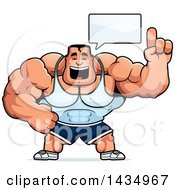 Poster, Art Print Of Cartoon Buff Beefcake Muscular Bodybuilder Talking
