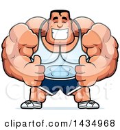Poster, Art Print Of Cartoon Buff Beefcake Muscular Bodybuilder Giving Two Thumbs Up