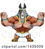 Poster, Art Print Of Cartoon Cheering Buff Muscular Anubis