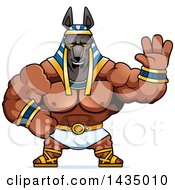 Cartoon Buff Muscular Anubis Waving