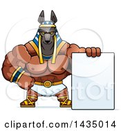 Cartoon Buff Muscular Anubis With A Blank Sign