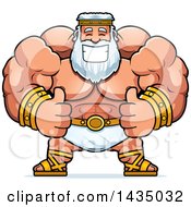 Cartoon Buff Muscular Zeus Giving Two Thumbs Up