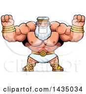 Cartoon Buff Muscular Zeus Cheering