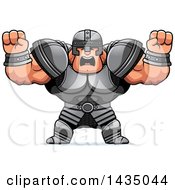 Poster, Art Print Of Cartoon Buff Muscular Warrior Holding His Fists In Balls Of Rage