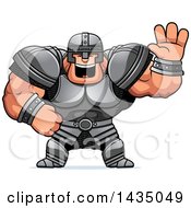 Poster, Art Print Of Cartoon Buff Muscular Warrior Waving