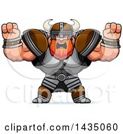 Poster, Art Print Of Cartoon Buff Muscular Viking Warrior Holding His Fists In Balls Of Rage