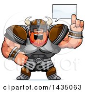 Poster, Art Print Of Cartoon Buff Muscular Viking Warrior Talking