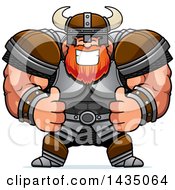Poster, Art Print Of Cartoon Buff Muscular Viking Warrior Giving Two Thumbs Up