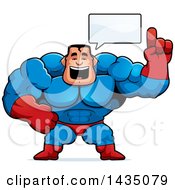 Poster, Art Print Of Cartoon Buff Muscular Male Super Hero Talking