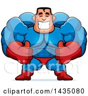 Poster, Art Print Of Cartoon Buff Muscular Male Super Hero Giving Two Thumbs Up
