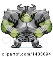 Clipart Of A Cartoon Smug Buff Muscular Orc Royalty Free Vector Illustration