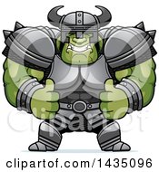 Clipart Of A Cartoon Buff Muscular Orc Giving Two Thumbs Up Royalty Free Vector Illustration by Cory Thoman