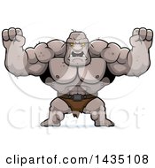Poster, Art Print Of Cartoon Buff Muscular Ogre Holding His Fists In Balls Of Rage