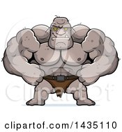 Clipart Of A Cartoon Smug Buff Muscular Ogre Royalty Free Vector Illustration