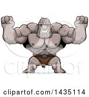 Poster, Art Print Of Cartoon Buff Muscular Ogre Cheering