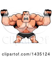 Poster, Art Print Of Cartoon Buff Muscular Mma Fighter Holding His Fists In Balls Of Rage