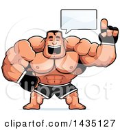 Poster, Art Print Of Cartoon Buff Muscular Mma Fighter Talking
