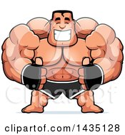 Poster, Art Print Of Cartoon Buff Muscular Mma Fighter Giving Two Thumbs Up