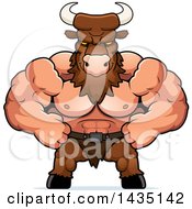 Cartoon Smug Buff Muscular Minotaur