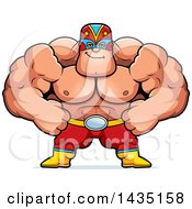 Poster, Art Print Of Cartoon Smug Buff Muscular Luchador Mexican Wrestler