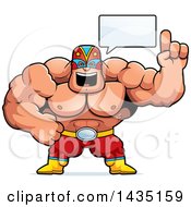 Poster, Art Print Of Cartoon Buff Muscular Luchador Mexican Wrestler Talking