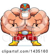 Cartoon Buff Muscular Luchador Mexican Wrestler Giving Two Thumbs Up