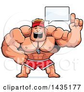 Poster, Art Print Of Cartoon Buff Muscular Male Lifeguard Talking
