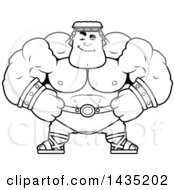 Poster, Art Print Of Cartoon Black And White Lineart Smug Buff Muscular Hercules