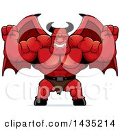 Poster, Art Print Of Cartoon Buff Muscular Demon Cheering