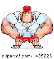 Cartoon Smug Buff Muscular Sports Coach