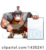 Poster, Art Print Of Cartoon Buff Muscular Centurion Soldier With A Blank Sign