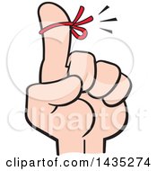 Clipart Of A Cartoon Red Reminder String On A Mans Finger Royalty Free Vector Illustration by Johnny Sajem