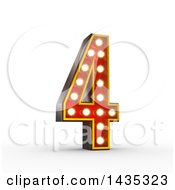 Poster, Art Print Of 3d Retro Theater Light Bulb Styled Number 4 On A White Background With Clipping Path