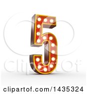 Poster, Art Print Of 3d Retro Theater Light Bulb Styled Number 5 On A White Background With Clipping Path
