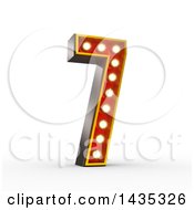 Poster, Art Print Of 3d Retro Theater Light Bulb Styled Number 7 On A White Background With Clipping Path