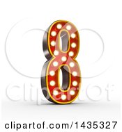 Poster, Art Print Of 3d Retro Theater Light Bulb Styled Number 8 On A White Background With Clipping Path
