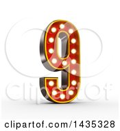 Poster, Art Print Of 3d Retro Theater Light Bulb Styled Number 9 On A White Background With Clipping Path