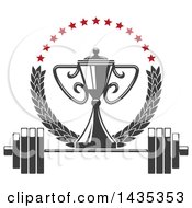 Poster, Art Print Of Bodybuilder Championship Trophy In A Laurel And Star Wreath Over A Barbell