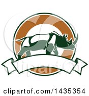 Poster, Art Print Of Big Game Hunting Design Of A Rhinoceros Over A Circle And Banner